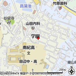 和歌山県田辺市学園周辺の地図