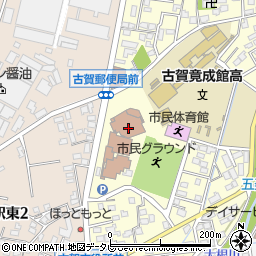 古賀市役所教育委員会　生涯学習推進課・リーパスプラザこが・中央公民館周辺の地図