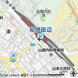 セブンイレブンハートインＪＲ紀伊田辺駅前店周辺の地図