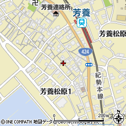 和歌山県田辺市芳養松原周辺の地図