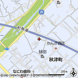和歌山県田辺市秋津町周辺の地図