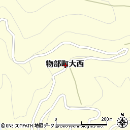 高知県香美市物部町大西周辺の地図