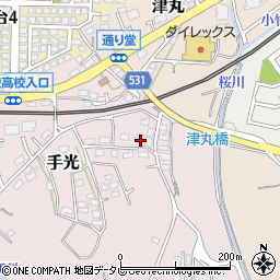 福岡県福津市手光1757-6周辺の地図