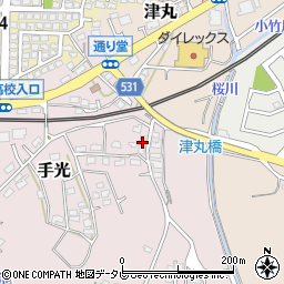 福岡県福津市手光1757-15周辺の地図