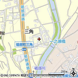 愛媛県砥部町（伊予郡）三角周辺の地図