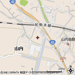 和歌山県日高郡みなべ町山内周辺の地図