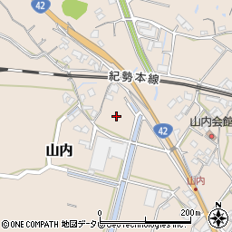 和歌山県みなべ町（日高郡）山内周辺の地図