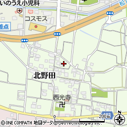 愛媛県東温市北野田周辺の地図