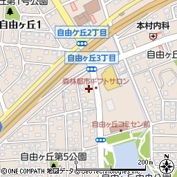 福岡中央銀行自由ヶ丘支店周辺の地図