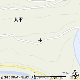 高知県土佐郡大川村大平27周辺の地図