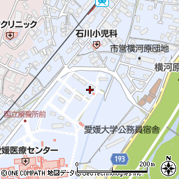 愛媛県東温市横河原周辺の地図