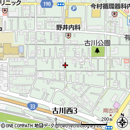 愛媛県松山市古川西周辺の地図