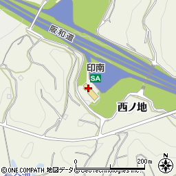 阪和自動車道　印南ＳＡ上り周辺の地図