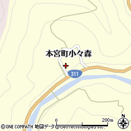 和歌山県田辺市本宮町小々森102周辺の地図