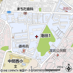 福岡県中間市池田周辺の地図