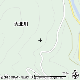 高知県土佐郡大川村大北川75周辺の地図