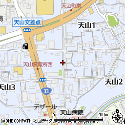 愛媛県松山市天山周辺の地図