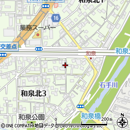 愛媛県松山市和泉北周辺の地図