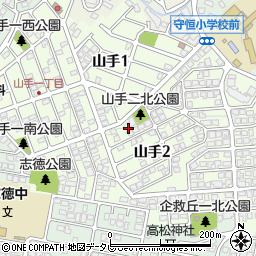 福岡県北九州市小倉南区山手2丁目8周辺の地図