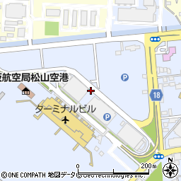 松山空港ターミナル国際線到着口周辺の地図