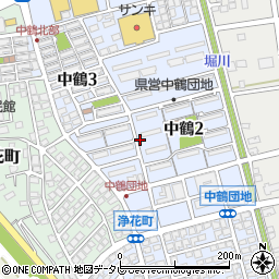 福岡県中間市中鶴周辺の地図