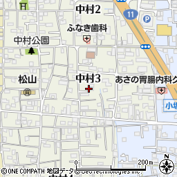 愛媛県松山市中村3丁目周辺の地図