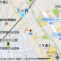西日本シティ銀行三ケ森支店周辺の地図