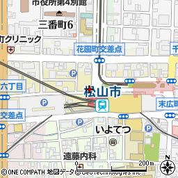 木村蒲鉾店　四国・松山市駅前周辺の地図