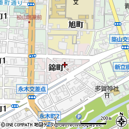 愛媛県松山市錦町周辺の地図