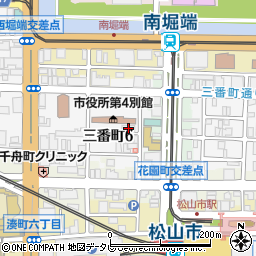 松山市役所　選挙管理委員会事務局・啓発担当周辺の地図