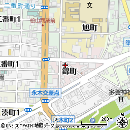 愛媛県松山市錦町2-18周辺の地図