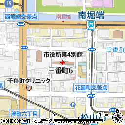 松山市役所　理財部管財課第４別館警備員室周辺の地図
