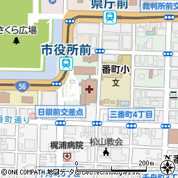 松山市役所　市議会自由民主党議員団控室周辺の地図
