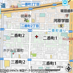 愛媛県松山市二番町周辺の地図