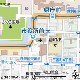松山市役所市議会　日本共産党議員団控室周辺の地図