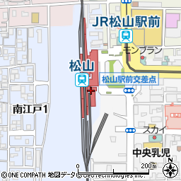 ＪＲ四国　松山駅周辺の地図