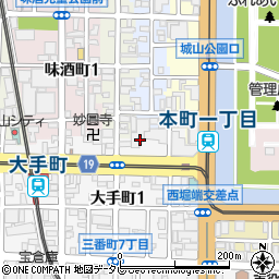 愛媛新聞社　総務企画局・秘書部周辺の地図