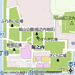 松山市役所　松山市文化協会事務局・松山市民会館周辺の地図