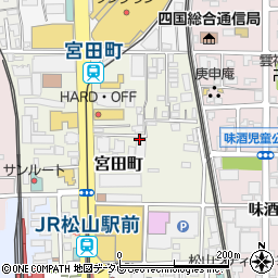 愛媛県松山市宮田町周辺の地図