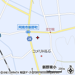 徳島県阿南市新野町（廿枝）周辺の地図