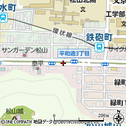 愛媛県松山市平和通周辺の地図