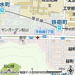 愛媛県松山市平和通周辺の地図