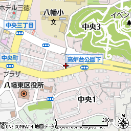 八幡中央三郵便局周辺の地図