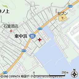 徳島県阿南市橘町東中浜163-3周辺の地図