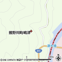 和歌山県新宮市熊野川町嶋津周辺の地図