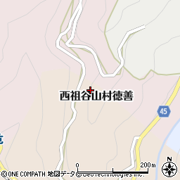 徳島県三好市西祖谷山村徳善周辺の地図