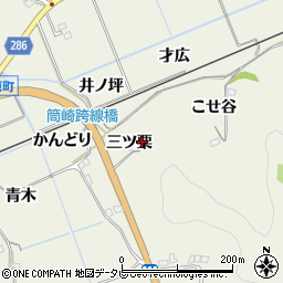 徳島県阿南市内原町三ツ栗周辺の地図