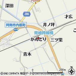 徳島県阿南市内原町かんどり周辺の地図