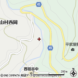 徳島県三好市西祖谷山村西岡92周辺の地図