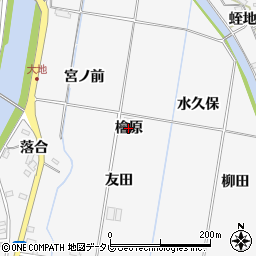 徳島県阿南市桑野町（檜原）周辺の地図